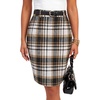 image:imageLYANER Womens Wool Plaid Skirt Elegant High Waist Zipper Bodycon Fall Pencil Midi Knee Length SkirtsBrown 418