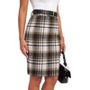 image:imageLYANER Womens Wool Plaid Skirt Elegant High Waist Zipper Bodycon Fall Pencil Midi Knee Length SkirtsBrown 418