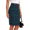 image:imageLYANER Womens Wool Plaid Skirt Elegant High Waist Zipper Bodycon Fall Pencil Midi Knee Length SkirtsDark Green 419