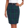 image:imageLYANER Womens Wool Plaid Skirt Elegant High Waist Zipper Bodycon Fall Pencil Midi Knee Length SkirtsDark Green 419