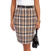 image:imageLYANER Womens Wool Plaid Skirt Elegant High Waist Zipper Bodycon Fall Pencil Midi Knee Length SkirtsGinger 417
