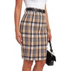 image:imageLYANER Womens Wool Plaid Skirt Elegant High Waist Zipper Bodycon Fall Pencil Midi Knee Length SkirtsGinger 417