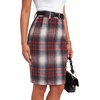 image:imageLYANER Womens Wool Plaid Skirt Elegant High Waist Zipper Bodycon Fall Pencil Midi Knee Length SkirtsRed 413