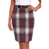 image:imageLYANER Womens Wool Plaid Skirt Elegant High Waist Zipper Bodycon Fall Pencil Midi Knee Length SkirtsRed 413