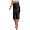 image:imageLYANER Womens Zipper Side Satin Silky Ruffle Silky Midi SkirtBlack