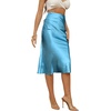 image:imageLYANER Womens Zipper Side Satin Silky Ruffle Silky Midi SkirtBlue