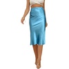 image:imageLYANER Womens Zipper Side Satin Silky Ruffle Silky Midi SkirtBlue