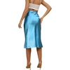 image:imageLYANER Womens Zipper Side Satin Silky Ruffle Silky Midi SkirtBlue