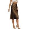 image:imageLYANER Womens Zipper Side Satin Silky Ruffle Silky Midi SkirtBrown