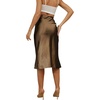 image:imageLYANER Womens Zipper Side Satin Silky Ruffle Silky Midi SkirtBrown