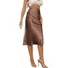 image:imageLYANER Womens Zipper Side Satin Silky Ruffle Silky Midi SkirtCamel