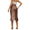 image:imageLYANER Womens Zipper Side Satin Silky Ruffle Silky Midi SkirtCamel