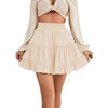 image:imageLYANER Women Elastic High Waist Pleated Casual Layer Ruffle Hem Flowy A Line Short SkirtBeige2