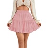 image:imageLYANER Women Elastic High Waist Pleated Casual Layer Ruffle Hem Flowy A Line Short SkirtDusty Pink2