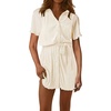 image:imageLYANER Womens Collar V Neck Button Down Pleated Short Sleeve Mini Shirt Dress with BeltBeige