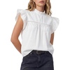 image:imageLYANER Womens Cotton Ruffle Short Sleeve Mock Neck Keyhole Back Casual Babydoll TopsWhite