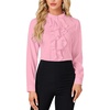 image:imageLYANER Womens Dressy Mock Neck Blouse Tops Ruffle Front Long Sleeve Button Down Work ShirtPink