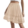 image:imageLYANER Womens Elastic Waist Self Tie Pullover Scallop Hem Pleated Casual Mini SkirtBeige