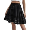 image:imageLYANER Womens Elastic Waist Self Tie Pullover Scallop Hem Pleated Casual Mini SkirtSolid Black