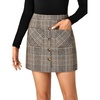 image:imageLYANER Womens Fall Winter Plaid Mini Skirt High Waist Button Zipper Bodycon Pencil Short Skirts with PocketsLight Brown