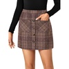 image:imageLYANER Womens Fall Winter Plaid Mini Skirt High Waist Button Zipper Bodycon Pencil Short Skirts with PocketsRed