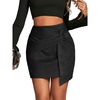 image:imageLYANER Womens Faux Suede Solid High Waist TwistFront Zipper Mini ALine Short SkirtSolid Black
