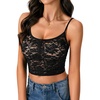 image:imageLYANER Womens Floral Lace See Through Scoop Neck Sleeveless Sexy Cami Crop TopBlack