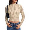 image:imageLYANER Womens Floral Mesh Long Sleeve Sheer Mock Neck Slim Fit Going Out Tee Crop TopsBlack Polka Dots