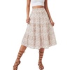 image:imageLYANER Womens Floral Print High Waisted A Line Tiered Ruffle Boho Swing Midi Skirts with PocketsApricot Floral Print