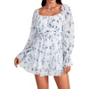 Floral White and Blue