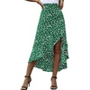 image:imageLYANER Womens Floral Printed Split High Low Ruffle Hem Elastic Waist Midi SkirtGreen
