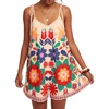 image:imageLYANER Womens Floral Tie Shoulder V Neck Backless Wide Leg Boho Vacation Romper JumpsuitsBeige