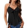 image:imageLYANER Womens Halter V Neck Peplum Cami Tie Knot Front Ruffle Sleeveless Going Out Slim Fit TopsSolid Black