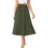 image:imageLYANER Womens High Elastic Waist Pleated Flare A Line Midi Skirt with Pockets Army Green XXLarge