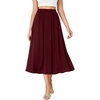 image:imageLYANER Womens High Elastic Waist Pleated Flare A Line Midi Skirt with Pockets Coffee Medium