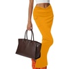 image:imageLYANER Womens High Waisted Bodycon Maxi Skirt Ruched Side Split Pencil Long Skirt with Flap PocketsPure Orange
