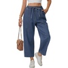 image:imageLYANER Womens High Waisted Stretchy Elastic Waist Casual Jeans Denim Pants with PocketsBlue