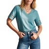 image:imageLYANER Womens Hollow Out Short Sleeve V Neck Dressy Casual Blouse Top ShirtsTeal Blue