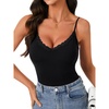 image:imageLYANER Womens Lace V Neck Camisole Adjustable Spaghetti Strap Cami Tops Sleeveless Tank ShirtsBlack