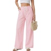 image:imageLYANER Womens Low Rise Striped Pants Wide Leg Cotton Elastic Drawstring Pajama Lounge Wear SleepweaPink