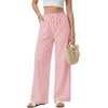 image:imageLYANER Womens Low Rise Striped Pants Wide Leg Cotton Elastic Drawstring Pajama Lounge Wear SleepweaPure Red