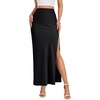 image:imageLYANER Womens Mid Waisted Ankle Length Bodycon Skirts Elegant Pencil Split Midi SkirtBlack