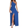 image:imageLYANER Womens One Shoulder High Split Sleeveless Ruched Cocktail Sexy Maxi Long Dress Royal Blue XLarge