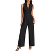 image:imageLYANER Womens Ribbed Zipper V Neck Sleeveless Wide Leg Casual Long Pants Romper JumpsuitsBlack
