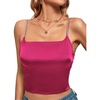 image:imageLYANER Womens Satin Rinestone Spaghetti Straps Square Neck Sleeveless Cami Crop TopDark Rose