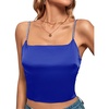 image:imageLYANER Womens Satin Rinestone Spaghetti Straps Square Neck Sleeveless Cami Crop TopRoyal Blue