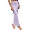 image:imageLYANER Womens Satin Silk High Waist Pleated Flared Bodycon Maxi SkirtLight Purple