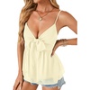 image:imageLYANER Womens Sexy Deep V Neck Babydoll Tank Top Spaghetti Strap Tie Front Flowy Peplum Cami Going Out TopsApricot