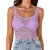 image:imageLYANER Womens Sexy Floral Lace Tops Scallop Strap Sleeveless See Through Sheer Tank Top Cami ShirtLight Purple