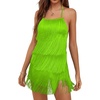 image:imageLYANER Womens Sexy Fringe Halter Waist Tie Back Sleeveless Romper Jumpsuit PlaysuitsYellow Green